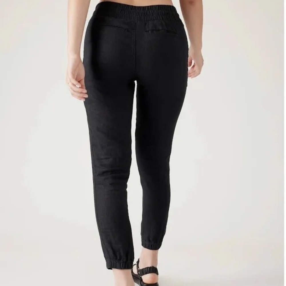 Athleta Cabo Linen Joggers Sz 6 petite Black